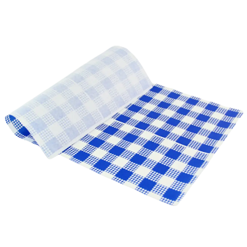 Greaseproof Blue Check Small 1/4 
