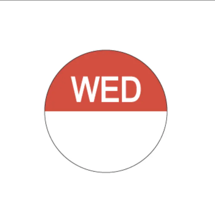 'Day Dot' Circle Permanent Label - Wednesday