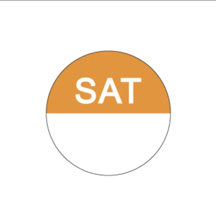 'Day Dot' Circle Permanent Label - Saturday