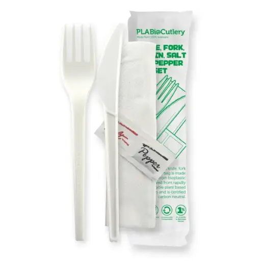 [C-MPPLASP] Meal Pack PLA - Knife, Fork, Spoon, Napkin + Salt & Pepper