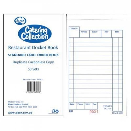 [DD-460011] Duplicate Restaurant Docket Book