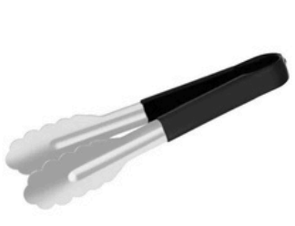 [E-TONG230BLK] Kitchen Tongs Black PVC 230mm