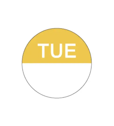 [A-DAYDOTTUE] 'Day Dot' Circle Permanent Label - Tuesday