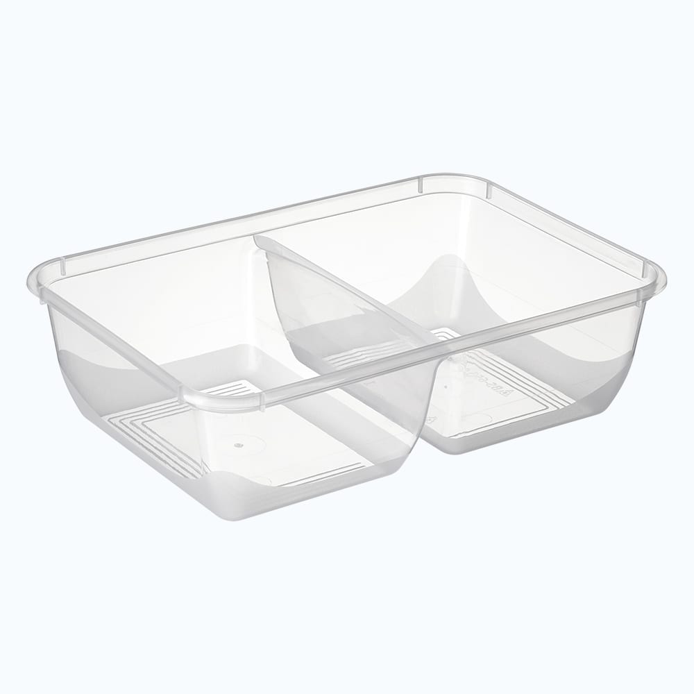 Bonson Takeaway Container Rectangle 2 Compartment 650mL