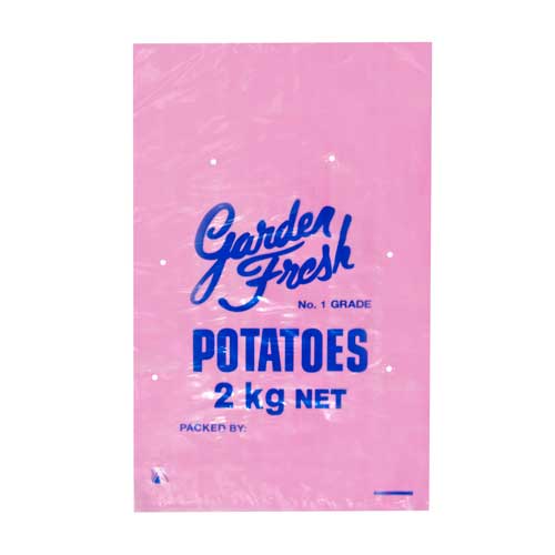 2KG Vented Printed Pink Garden Fresh Potato Bag