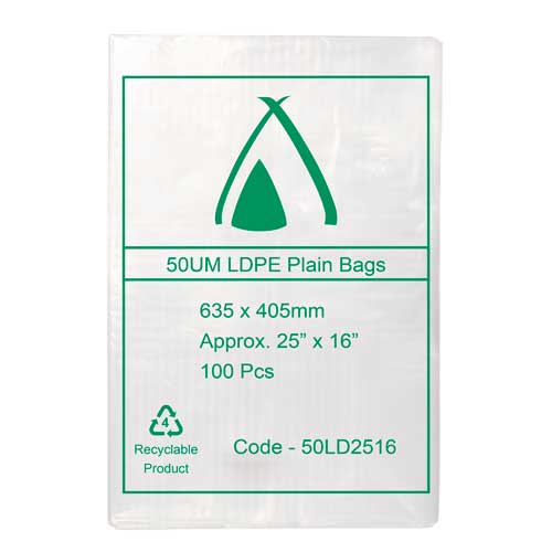 LDPE 50μm Bag 16" x 26"