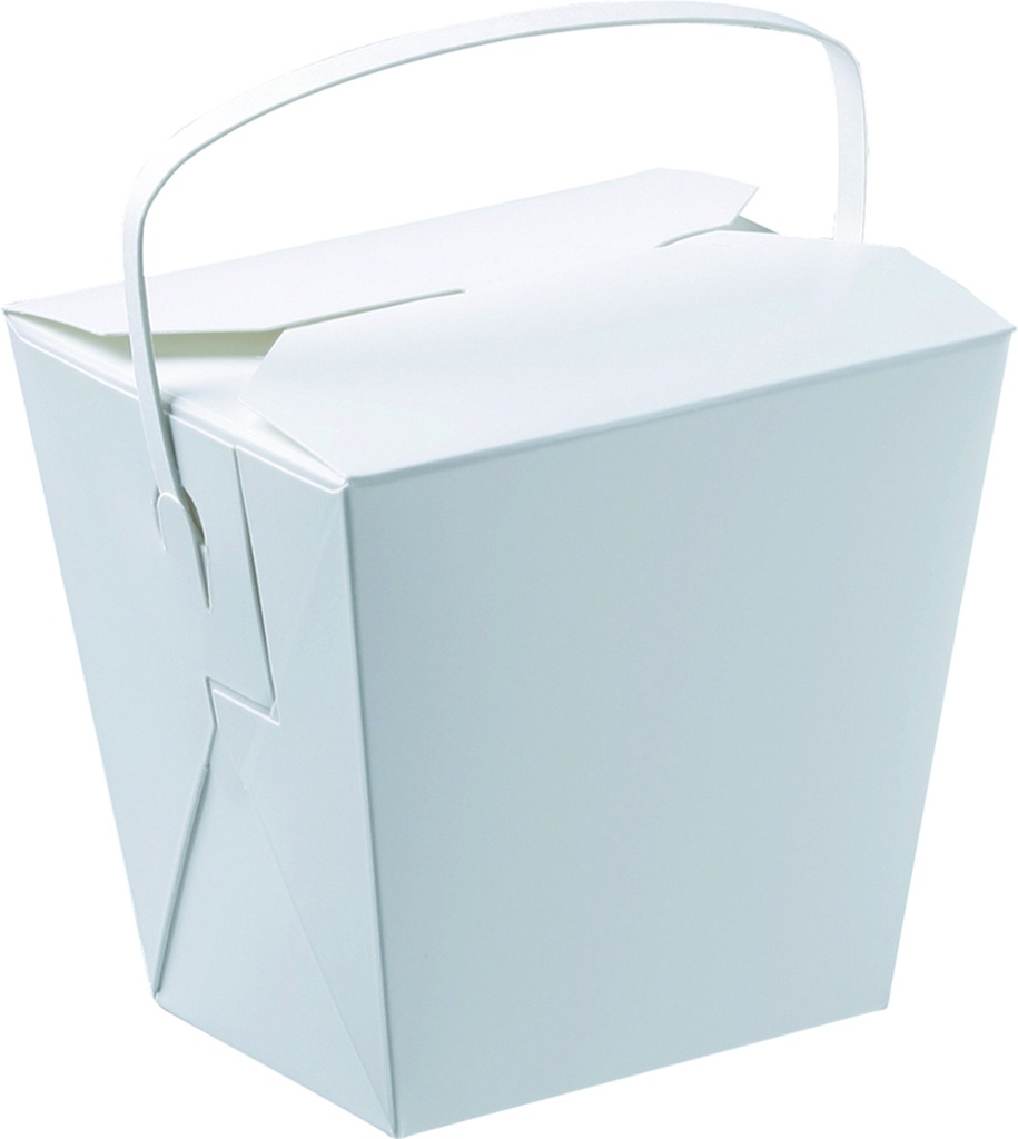 White Food Pail with Handle 8oz