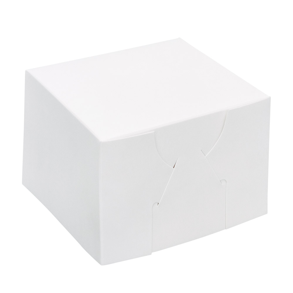 Cake Box White Lined 4" x 4" x 3"