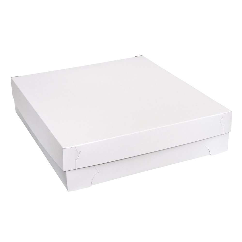 Cake Box White Lined 1/2