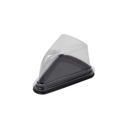 Cake Wedge Black Base With Clear Lid Small