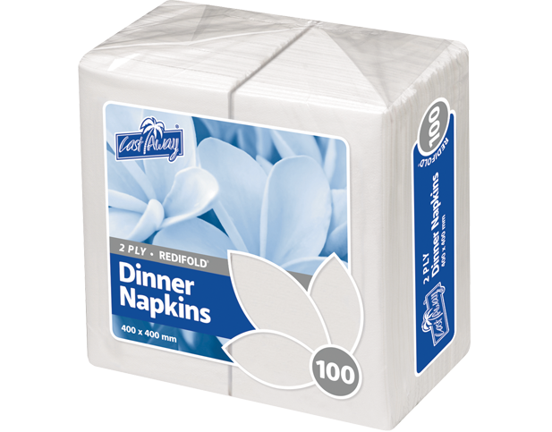 Napkin Dinner 2 Ply 1/8 Fold - White