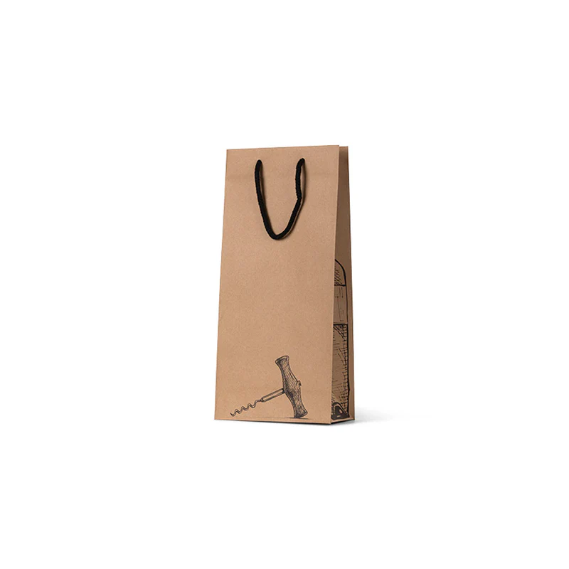 Wine Bag Brown Corkscrew Double 