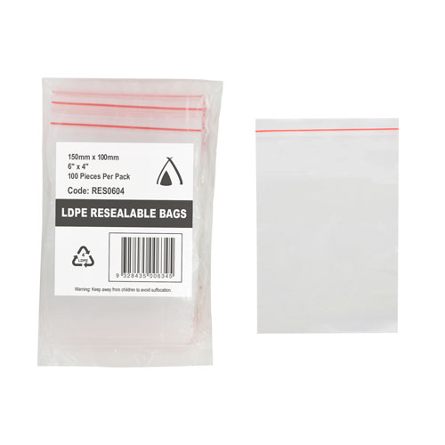 LDPE Resealable Bag 75μm 6" x 4"