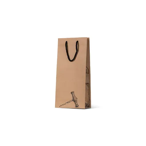 [H-PCBCORK2] Wine Bag Brown Corkscrew Double 