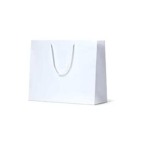 [H-PCBW4R] Carry Bag Deluxe White Boutique Paper with Cotton Rope Handles